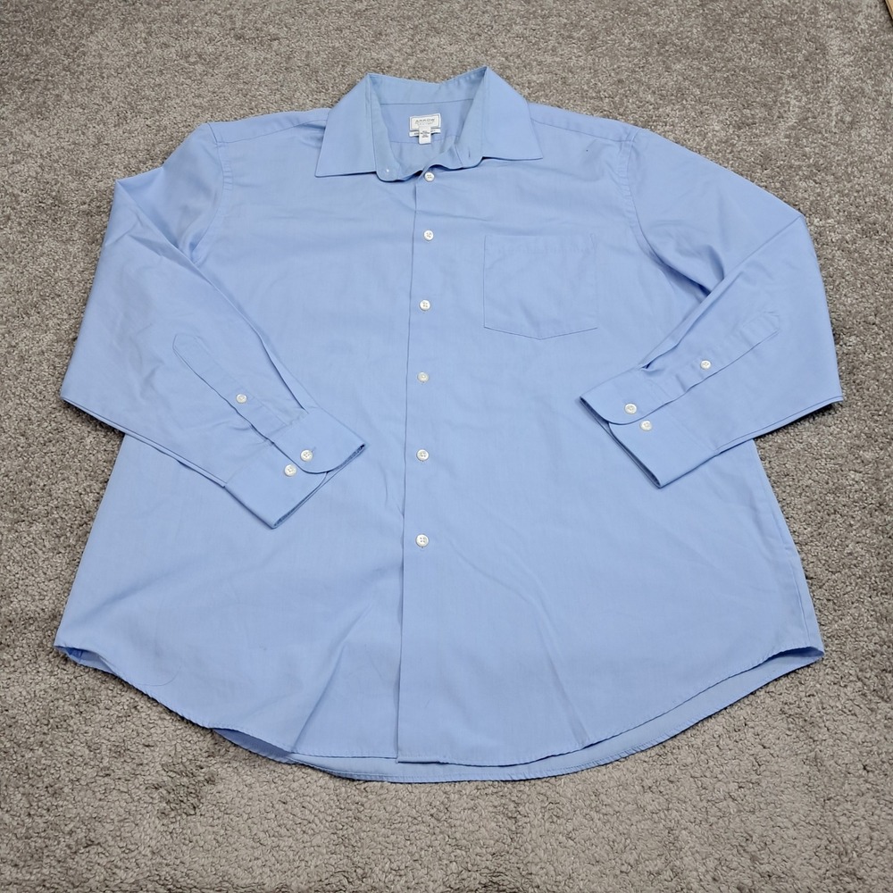 Arrow USA 1851 Mens Athletic Fit Dress Shirt Blue XL 17-17.5 32/33 Wrinkle Free